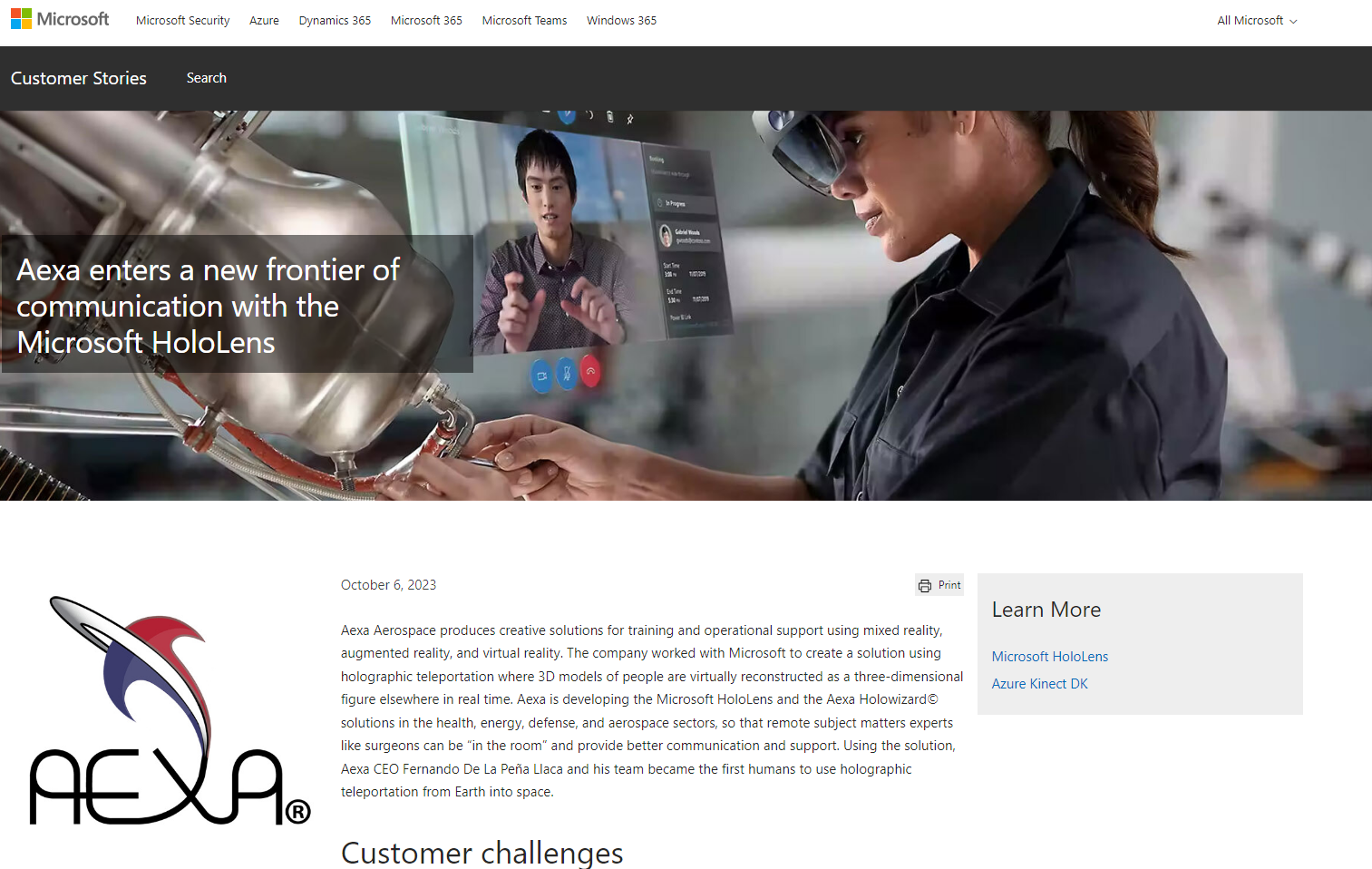 Aexa featured by Microsoft
