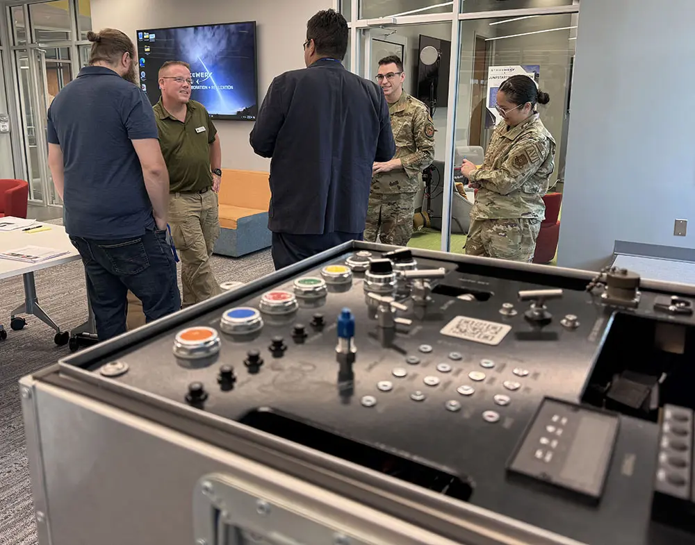 AEXA Aerospace delivered a modernized version of the Electronic Warfare Pressurizing Test Set during a special event Aug. 13 at STRIKEWERX in the Cyber Innovation Center, Bossier City, Louisiana. (Sean Green/STRIKEWERX)